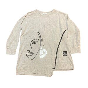 Transparente Women's Pullover Sweatshirt Style Tunic With Zipper Details